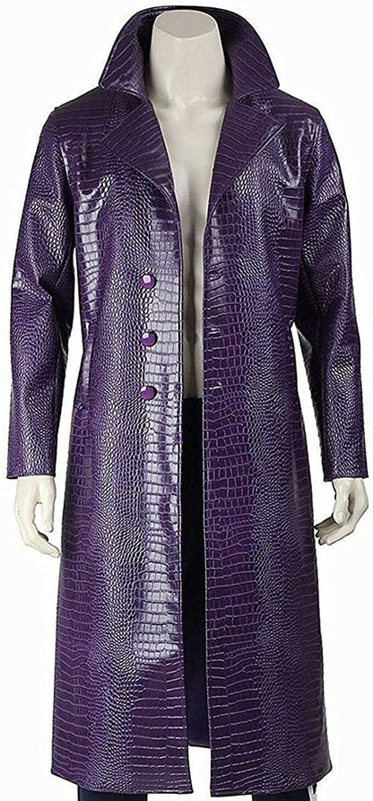 Handmade Jared Leto Joker Purple Trench Coat Cosplay Suicide Squad