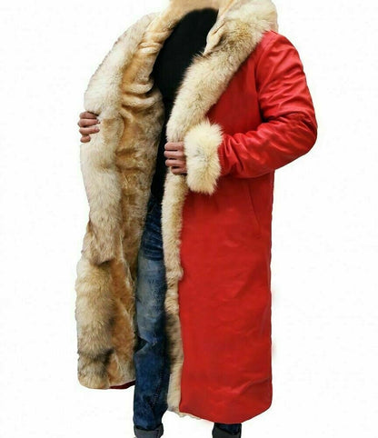 Handmade  Santa Claus Leather Trench Coat Christmas Chronicles Kurt Russell Santa Clause Long Trench Coat Cosplay Coat