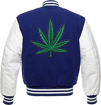 Handmade Pot Leaf Weed Cannabis Rastafarian Jacket High Times Varsity Jacket