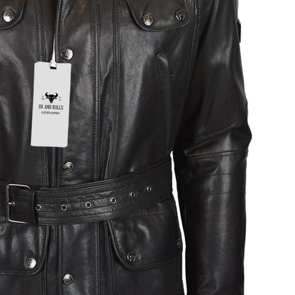 Ox and Bulls Trailmaster Style Black Men Leather Jacket Genuine Sheep Nappa Leather Jacket, Benjamin Jacket, YKK Zip Closer, Motorcycle