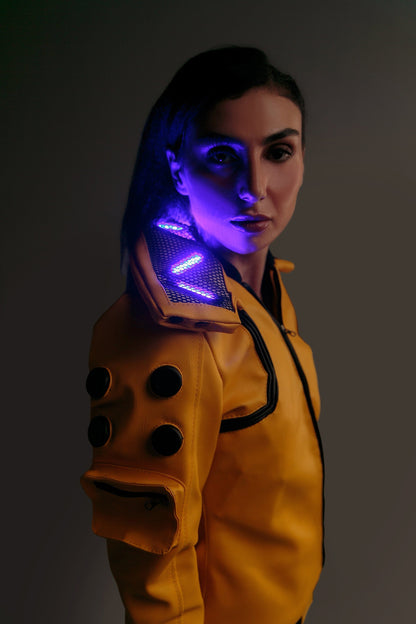 Judy's Yellow Cyberpunk 2077 Cosplay Jacket for Women Handcrafted by Ox and Bulls