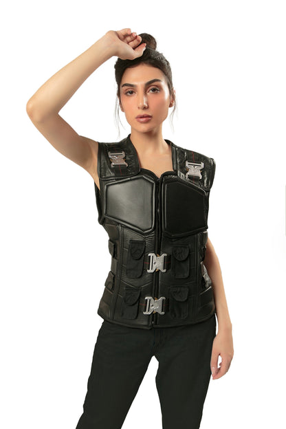 Handmade  Military Vest Handmade Cosplay Leather Vest Unisex