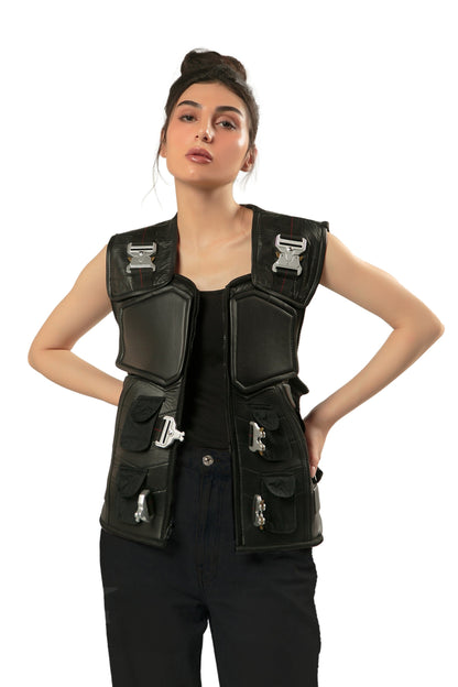 Handmade  Military Vest Handmade Cosplay Leather Vest Unisex