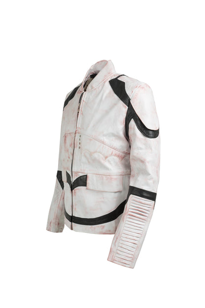 The Starwars StormTrooper Inspired White Leather Jacket Designed and Handcrafted by Ox and Bulls