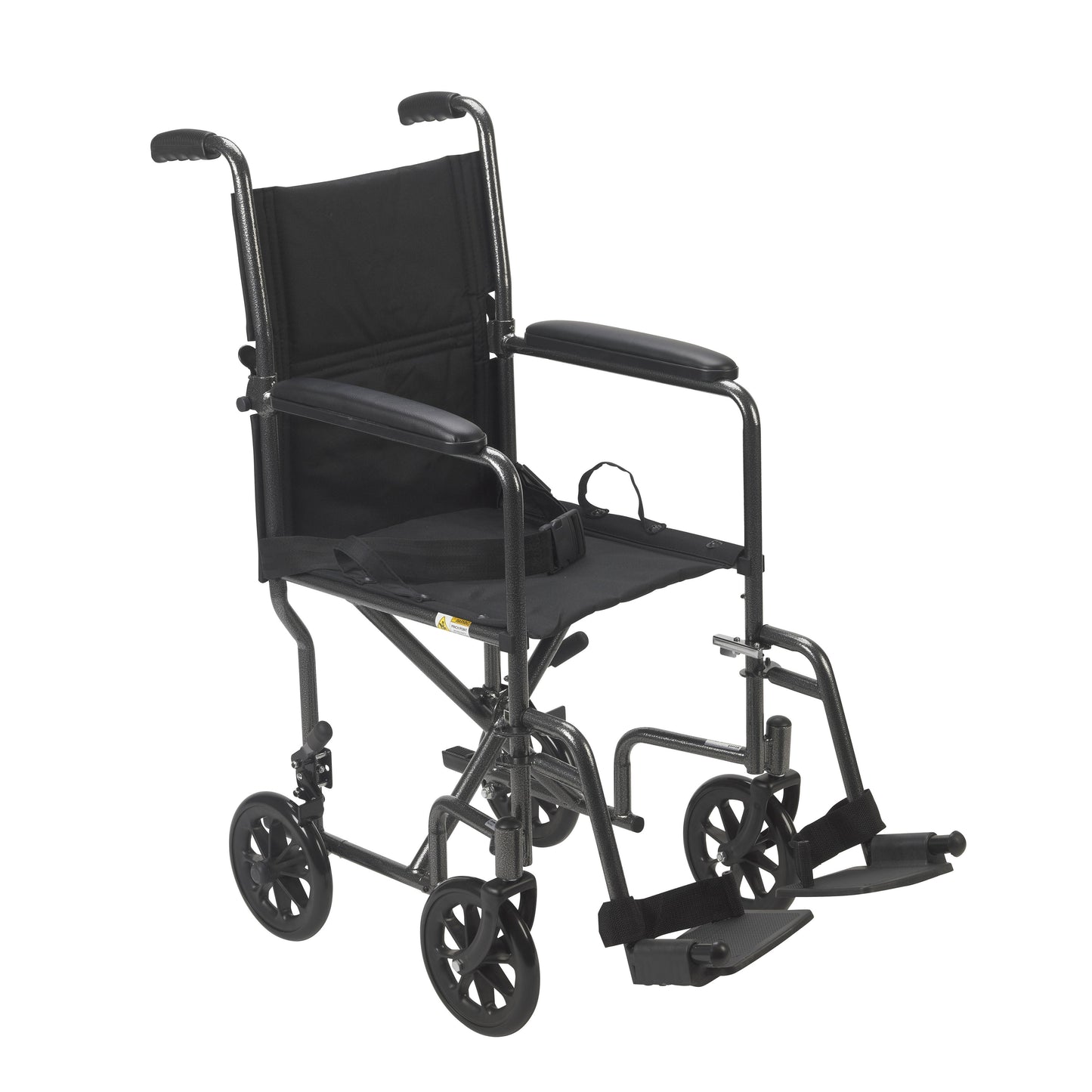 Steel Transport Wheelchair, Fixed Full Arms, 19" Seat