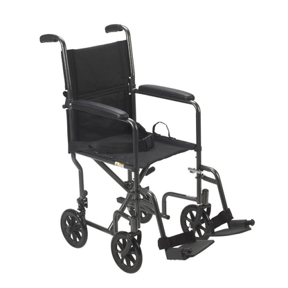 Steel Transport Wheelchair, Fixed Full Arms, 19" Seat
