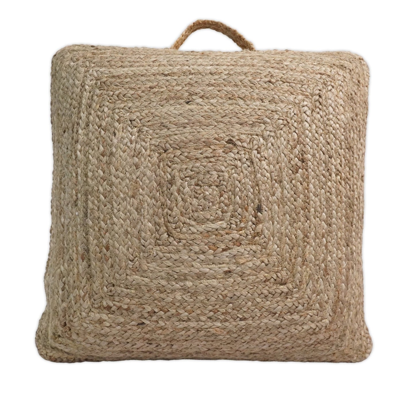 Natural Brown Hand Braided boho square Jute Square Pouf