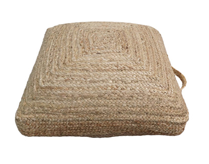 Natural Brown Hand Braided boho square Jute Square Pouf