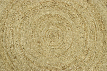 100% ALL NATURAL FIBER HAND BRAIDED BOHO WHITE ROUND JUTE RUG | JR4