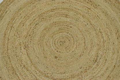 100% ALL NATURAL FIBER HAND BRAIDED BOHO WHITE ROUND JUTE RUG | JR4