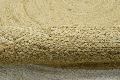 100% ALL NATURAL FIBER HAND BRAIDED BOHO WHITE ROUND JUTE RUG | JR4
