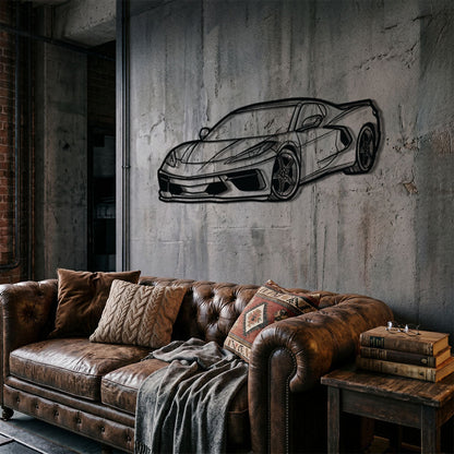 Corvette C8 Perspective Metal Car Wall Art - MT1125