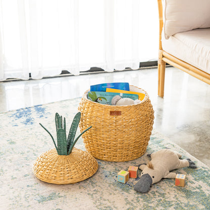 Pineapple Rattan Storage Basket Natural - Medium