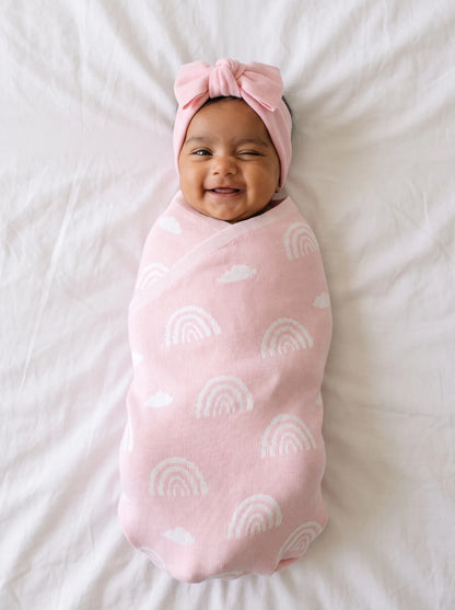 Rainbow Jacquard Knit Baby Blanket