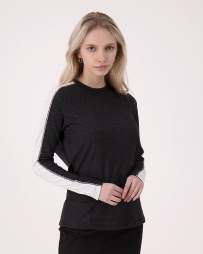 Shimmer Rib Contrast  Top